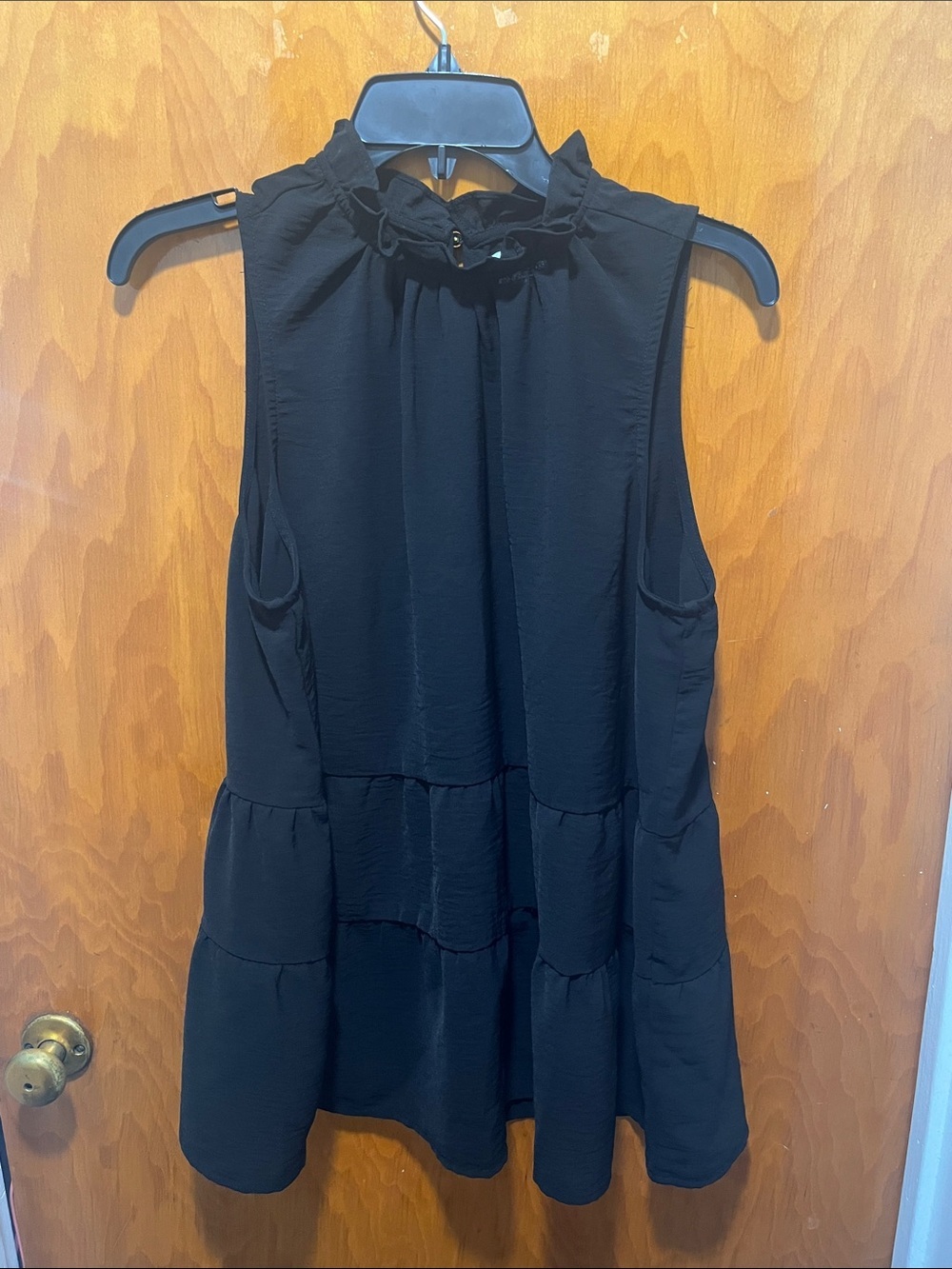 Mud Pie Black Sleeveless Ruffle-Neck Tiered Tunic